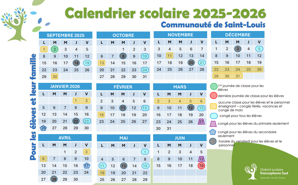 calendrier scolaire 2 25 26